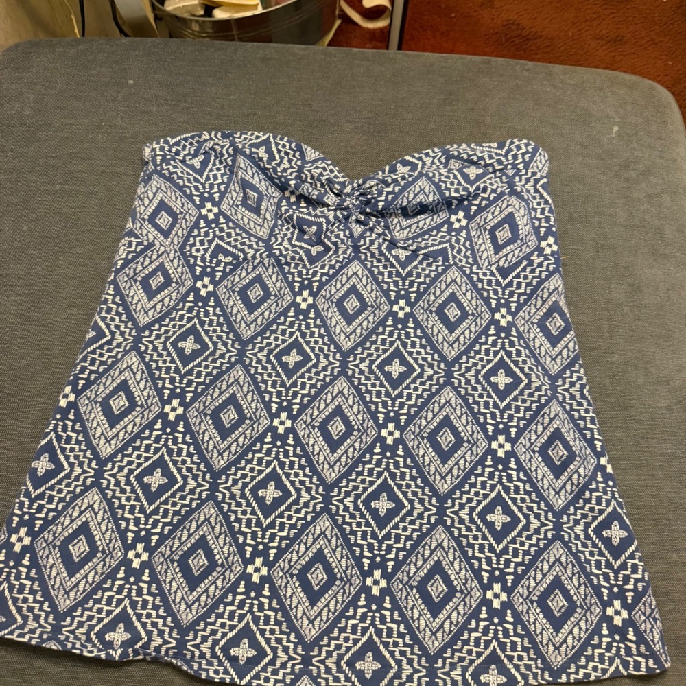 Torrid Blue White Geometric Diamond Print Strapless Tube Top Size 2 2X 11775430